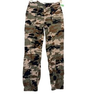 Tinseltown High Rise Jogger Pants Juniors Medium Green Camo Elastic Waist NWT